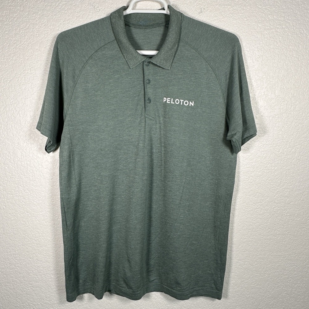 Lululemon Metal Vent‎ Tech Polo Shirt Peloton Green Golf Bike Performance XL